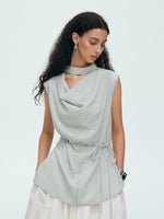 Load image into Gallery viewer, Multi-Way Crepe Drape Tie Top in Sage