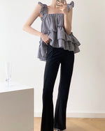 Load image into Gallery viewer, Checked Layered Babydoll Top in Black