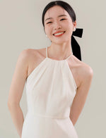 Load image into Gallery viewer, Beaded Cami Flare Midi Dress in White