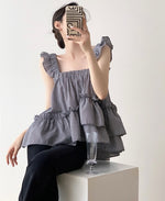 Load image into Gallery viewer, Checked Layered Babydoll Top in Black