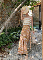 Load image into Gallery viewer, Printed Slit Tie Trousers in Orange