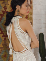 Load image into Gallery viewer, Cutout Back Lace Slit Maxi Dress in White