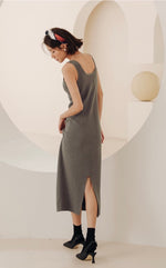 Load image into Gallery viewer, Light Knit Twist Sleeveless Dress in Grey