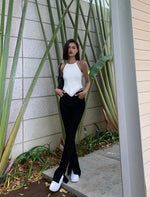 Load image into Gallery viewer, High Rise Split Hem Trumpet Jeans in Black