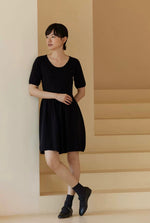 Load image into Gallery viewer, Tulip Stretch Dress in Black