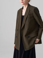 Load image into Gallery viewer, Double Breasted Oversized Blazer in Olive Green
