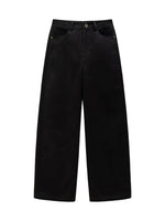 Load image into Gallery viewer, Cotton Straight Leg Trousers in Black