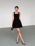 Load image into Gallery viewer, Sleeveless Mini Tulip Dress in Black
