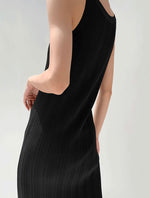 Load image into Gallery viewer, Pleated Tank Midi Dress in Black