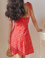 Load image into Gallery viewer, Carmine Tie Strap Mini Dress in Red