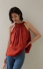 Load image into Gallery viewer, Ribbon Tie Sleeveless Top in Red