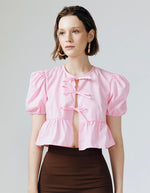 Load image into Gallery viewer, Flair Ribbon Top in Pink