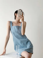 Load image into Gallery viewer, Mini Line Shift Dress in Blue