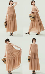 Load image into Gallery viewer, Tiered Tank Tent Dress in Latte