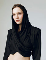 Load image into Gallery viewer, Eclips Cropped Hoodie in Black