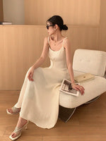 Load image into Gallery viewer, Crepe Cami Button Dress in Cream