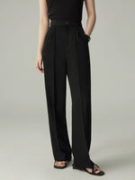 Load image into Gallery viewer, Tailored Straight Leg Line Trousers in Black