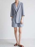Load image into Gallery viewer, Midi Sleeve Summer Blazer in Blue