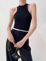 Load image into Gallery viewer, Deep Cut Knit Tank in Black