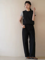 Load image into Gallery viewer, Cotton Straight Leg Trousers in Black