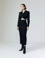 Load image into Gallery viewer, Eclips Cropped Hoodie in Black