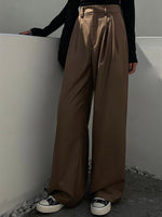 Load image into Gallery viewer, Classic Wide Leg Hook Trousers in Brown