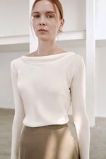 Load image into Gallery viewer, Korean Shush Boatneck Blouse in Cream