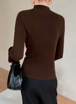 Load image into Gallery viewer, 2-Way Button Knit Top in Brown