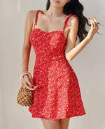 Load image into Gallery viewer, Carmine Tie Strap Mini Dress in Red