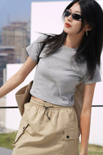 Load image into Gallery viewer, Classic Cropped Tee in Grey