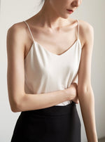 Load image into Gallery viewer, Classic V Neck Silky Camisole in White