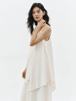 Load image into Gallery viewer, Asymmetric Layered Maxi Dress + Neck Drape in Cream