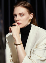 Load image into Gallery viewer, Matte Square Curve Earrings in Gold