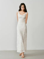 Load image into Gallery viewer, Embossed Floral Stretch Gown in White