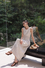 Load image into Gallery viewer, Cotton Blend Tie Top // Maxi Skirt in Cream