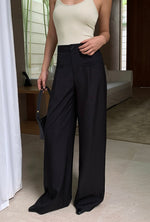 Load image into Gallery viewer, Slit Pocket Wide Leg Tailored Trousers in Black