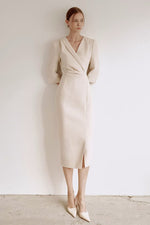 Load image into Gallery viewer, Korean Nova Tailored Dress in Cream