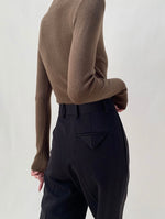 Load image into Gallery viewer, High Neck Cutout Button Top in Brown