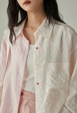 Load image into Gallery viewer, Duo Striped Oversized Shirt in Pink/White