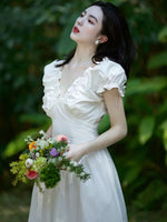 Load image into Gallery viewer, Puff Sleeve Pocket Maxi Dress in White