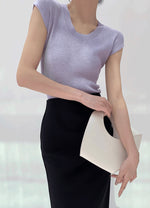 Load image into Gallery viewer, Ribbed Cap Sleeve Knit Top in Purple