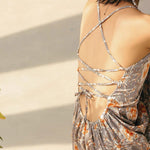 Load image into Gallery viewer, Floral Criss Cross Back Maxi Dress in Grey