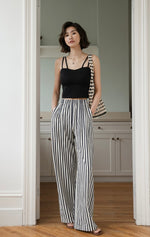 Load image into Gallery viewer, Textured Striped Pocket Pants in Black/White