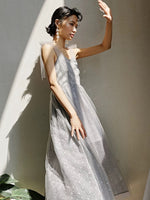 Load image into Gallery viewer, Tulle Ribbon Tie Midi Dress in Grey