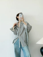 Load image into Gallery viewer, Oversized Striped Pocket Shirt in Black/White