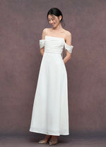 Load image into Gallery viewer, Pleat Off Shoulder Maxi Gown in White