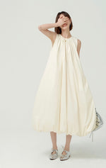 Load image into Gallery viewer, Sleeveless Pocket Bubble Dress in Cream