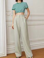 Load image into Gallery viewer, Classic High Waist Hook Wide Leg Trousers in Green
