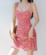 Load image into Gallery viewer, Canaria Floral Tie Strap Mini Dress in Red