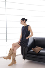 Load image into Gallery viewer, Denim Pocket Shift Dress in Navy